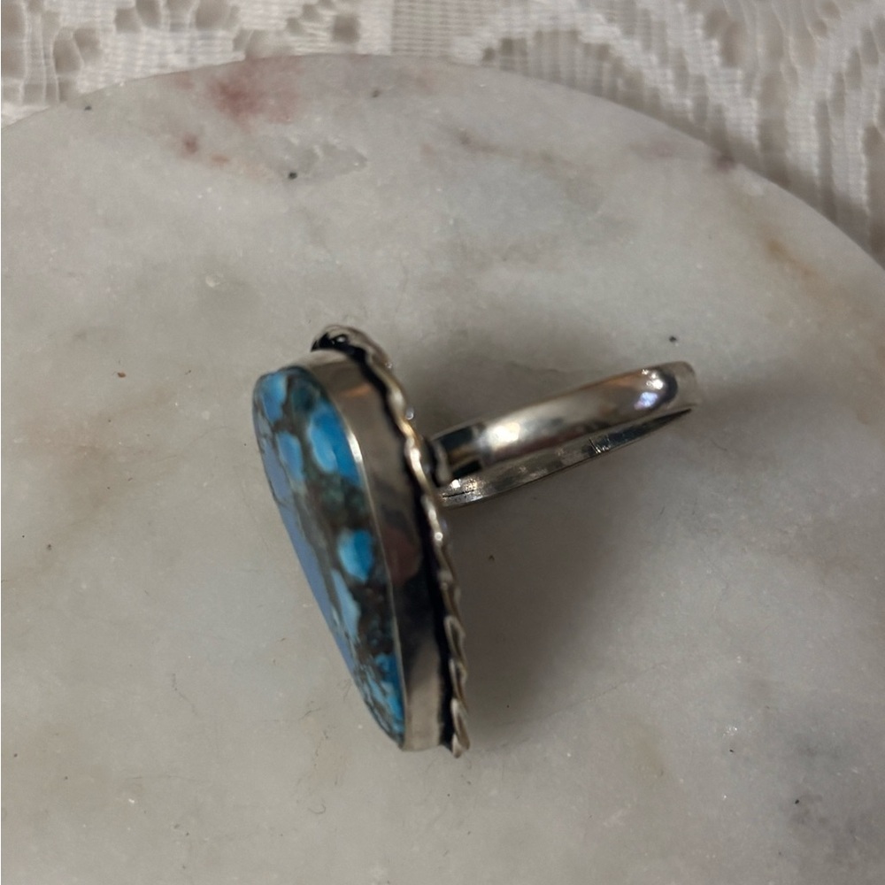 Turquoise Teardrop Silver Ring - Picture 2 of 4
